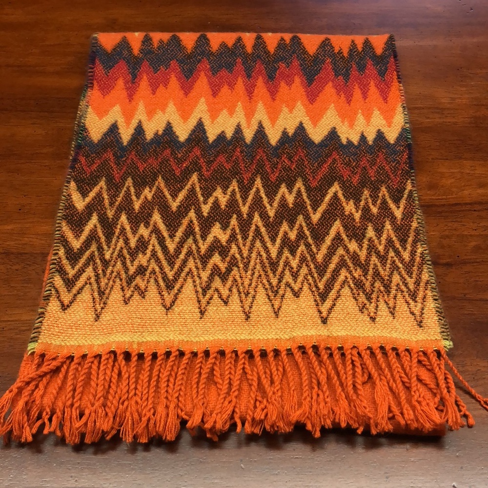 CROFT & BARROW Orange + Brown Zigzag Scarf